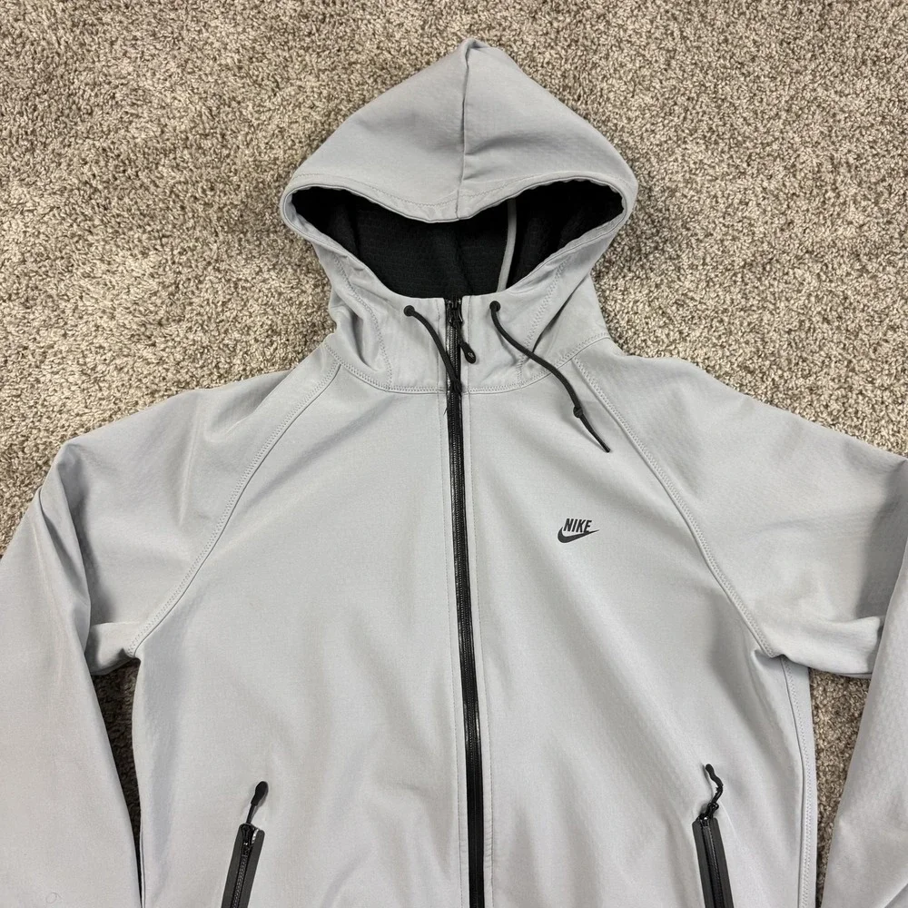 Vintage Nike Hoodie Mens Large Gray Full Zip Sportswear Jacket Waffle Lined Y2K